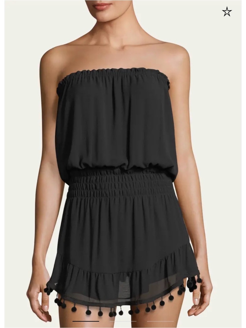 RAMY BROOK | Marcie Strapless Coverup Dress with Pompoms